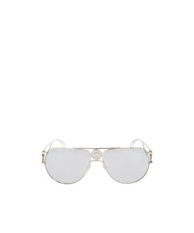 Versace Eyewear Double Bridge Aviator-frame Sunglasses In White