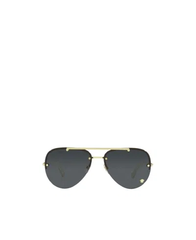 Versace Eyewear Medusa Glam Aviator Frame Sunglasses In Black