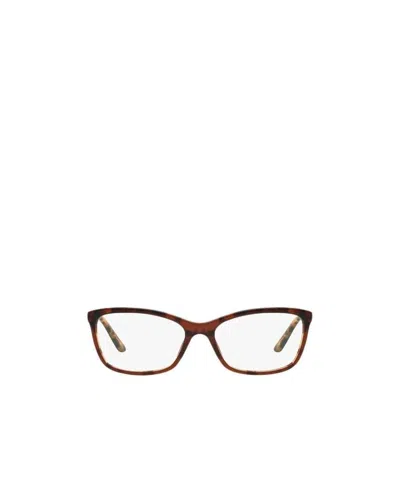 Versace Eyewear Rectangular Frame Glasses In Brown