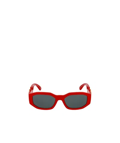 Versace Eyewear Rectangular Frame Sunglasses In Red