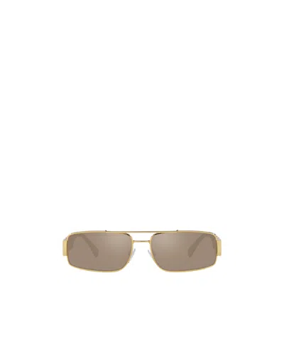 Versace Eyewear Rectangular Frame Sunglasses In Gold