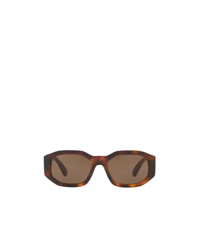 Versace Eyewear Rectangular Frame Sunglasses In Brown