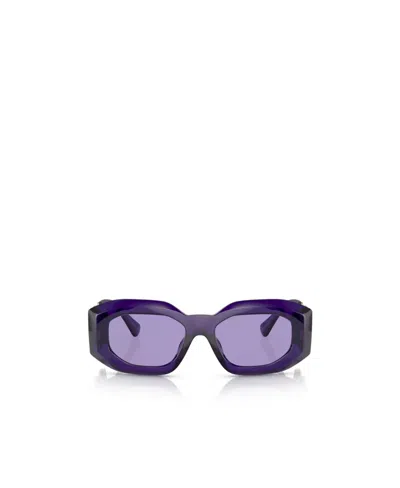 Versace Eyewear Rectangular Frame Sunglasses In Purple