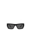 Versace Logo-plaque Rectangle-frame Sunglasses In Black