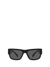 Versace Logo-plaque Rectangle-frame Sunglasses In Black