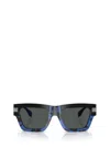 Versace 55mm Plaque Rectangular Sunglasses In Blue