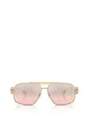 Versace Sleek Metal Rectangular Sunglasses For Men In Gold