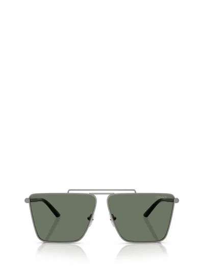 Versace 64mm Oversize Pillow Sunglasses In Gunmetal Green