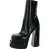 Versace F22 155 Platform Womens Leather Zipper Ankle Boots In Black