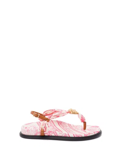 Versace Fabric And Calf Leather Sandals