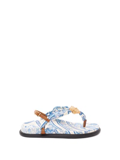 Versace Fabric And Calf Leather Sandals