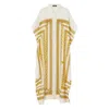 Versace Multicolordress With Classic Collar And All-over Chain Print In Cotton And Silk Blend Woman