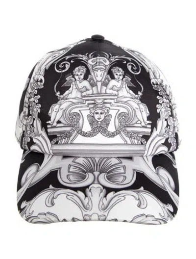 Pre-owned Versace Fabric Printed Baseball Cap In Black