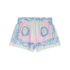 Versace Pink Shorts With Elastic Waist And All-over Graphic Print In Cotton And Silk Blend Woman