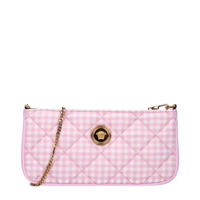 Versace Fabric Shoulder Women's Bag In Pink