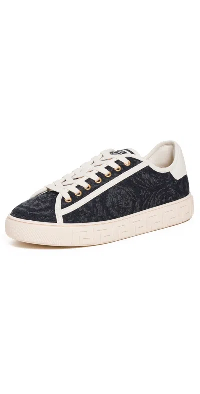 Versace Fabric Sneakers Black Off White