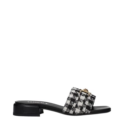 Versace Fabric Women's Slippers In Black