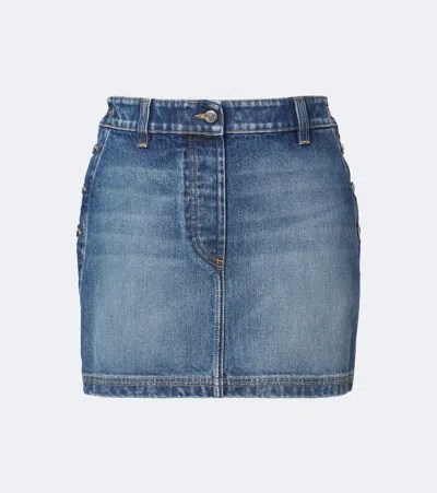 Versace Faded Denim Miniskirt In Blue