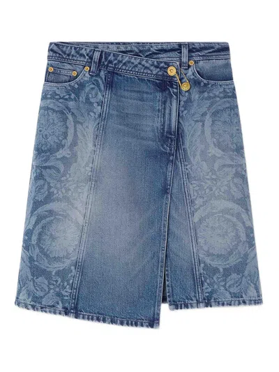 Versace Denim Skirt In Blue