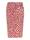 Versace White & Red Strawberry Garden Midi Skirt In Multicolour