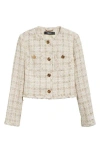 Versace Fancy Metallic Tweed Jacket In Biscuit White