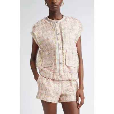 Versace Fancy Metallic Tweed Vest In Pink