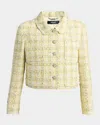 Versace Tweed Blazer With Button Cuffs And Cropped Length In Peridot White