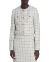 Versace Metallic Eyelash Tweed Jacket In Biscuit White
