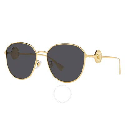 Versace Farkgrey Horn Ladies Sunglasses Ve2259d 100287 58 In Dark / Gold / Grey / Horn