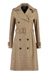 Versace All Over Logo Trench Coat In Beige