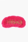 Versace Faux Fur Eye Mask With Sequined Logo