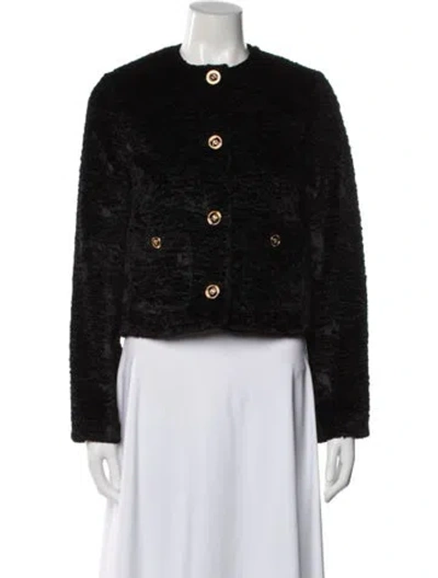 Pre-owned Versace Faux Fur Jacket W/ Tags In Black