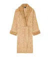 Versace Faux Fur-trim Monogram Dressing Gown In Brown
