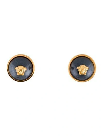 Pre-owned Versace Faux Pearl Spike Drop Earrings In Multi