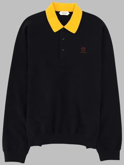 Versace Felpa Con Colletto Polo E Logo In Animal Print