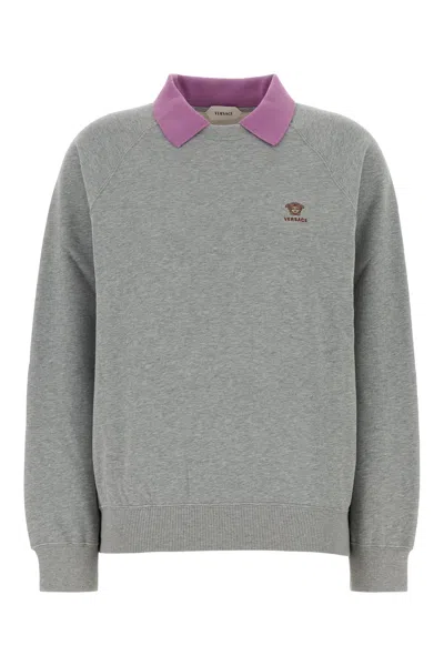 Versace Grey Cotton Sweatshirt In Gray