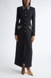 Versace Felted Studded Longline Coat In Black
