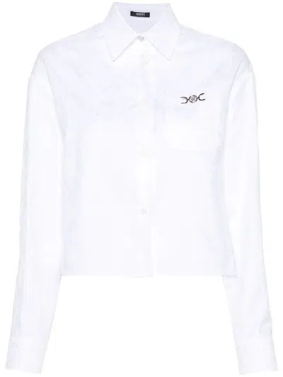 Versace Feminine Statement White Cropped Shirt