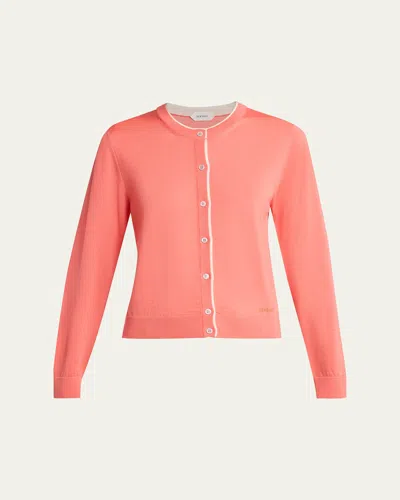 Versace Fine Wool Cardigan In Pink