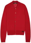 Versace Silk Blend Cardigan Collared Design In Red
