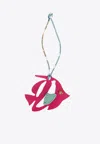 Versace Fish Leather Charm With Medusa Stud In Pink