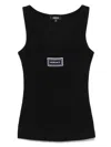 Versace Black 90s Vintage Logo Ribbed Tank Top In Black