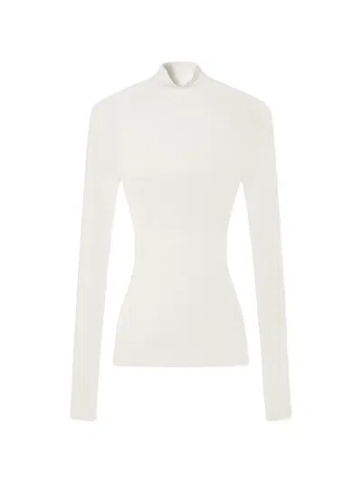 Versace Fitted Ribbed Sweater In Neutral