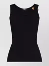 Versace Fitted Sleeveless Ribbed Tank Top In Black