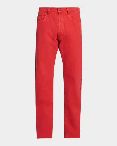 Versace Five-pocket Straight Jeans In Red
