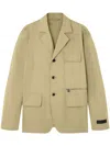 Versace Logo Tag Single-breasted Blazer In Neutrals