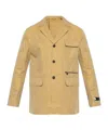 Versace Logo Tag Single-breasted Blazer In Nude