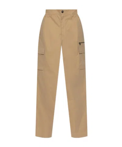 Versace Flap-pocket Trousers In Nude