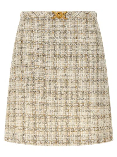 Versace Flared Mini Skirt In Tweed In Multi
