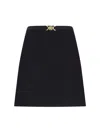 Versace Medusa-belt Double Wool Crepe Stretch Mini Skirt In Black  